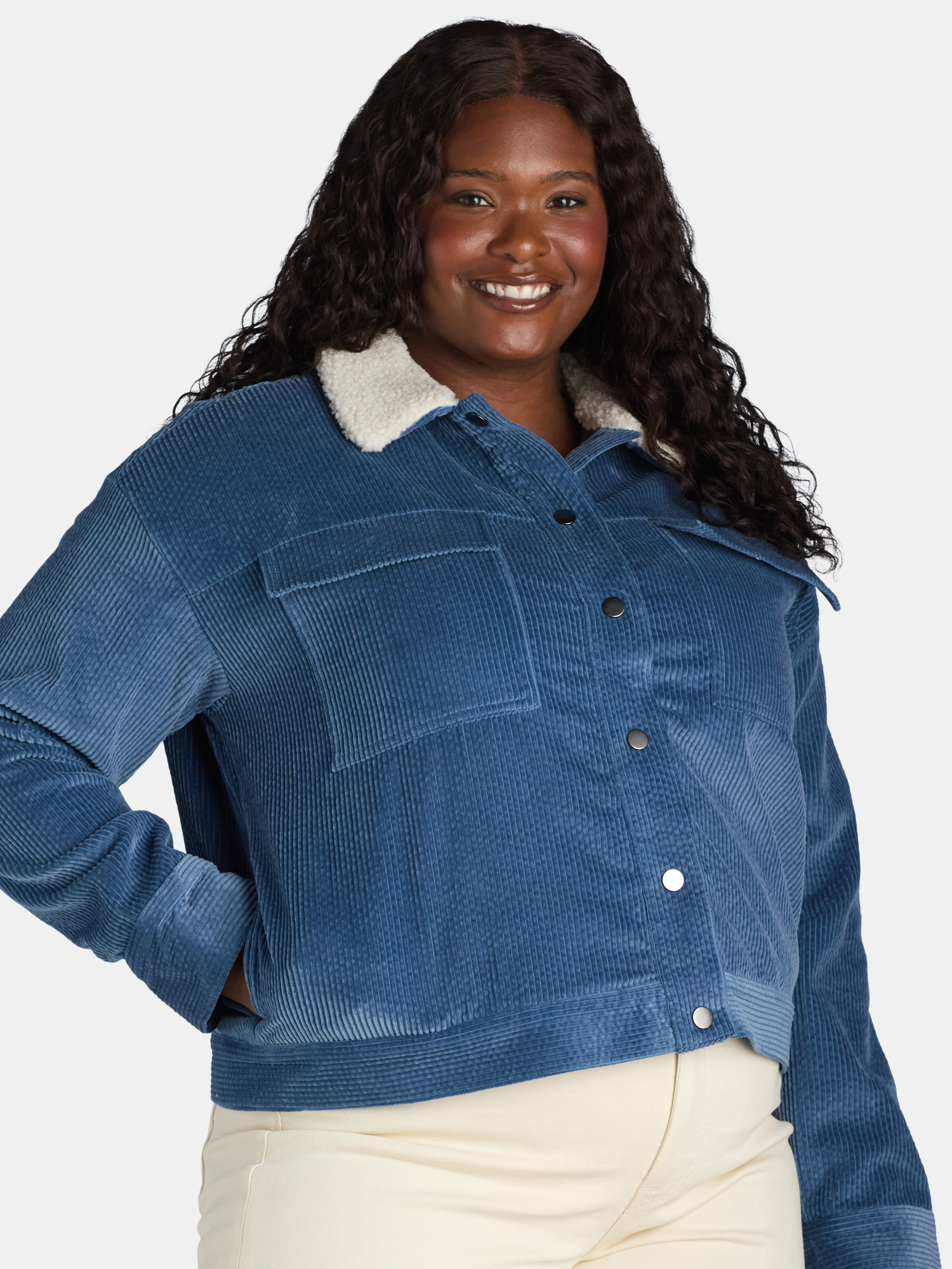 Time and Tru Women’s and Women’s Plus Corduroy Utility Jacket, Sizes XS-3X
